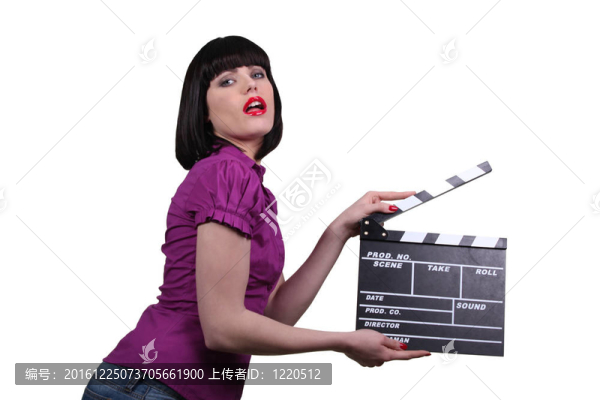 女人拿著拍板