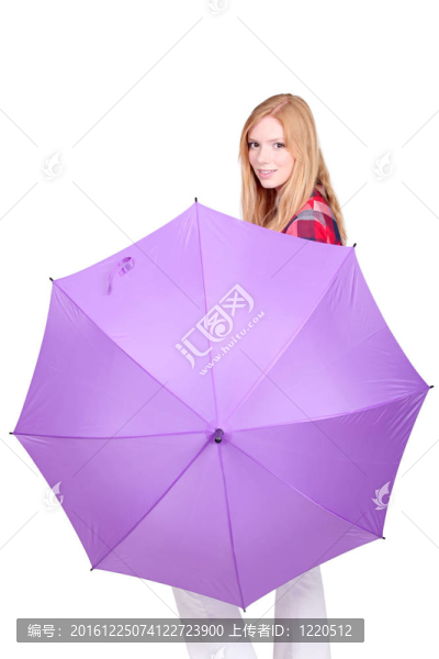 一個(gè)帶著大傘的年輕女人的肖像