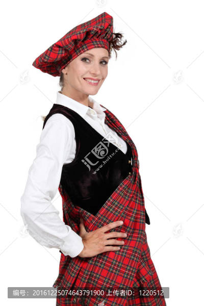 在傳統(tǒng)的格子衣服的女人