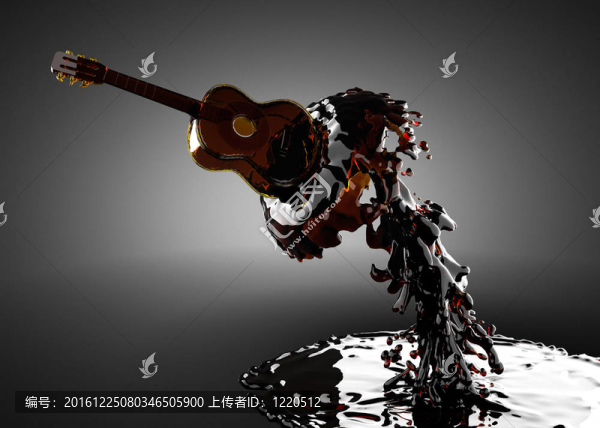 吉他在水