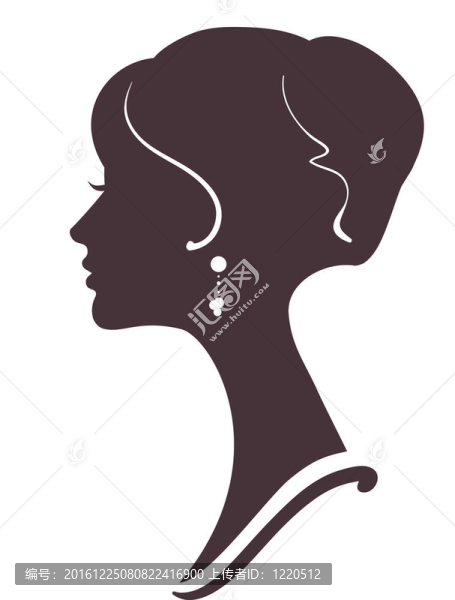美麗的女孩剪影與時尚發(fā)型