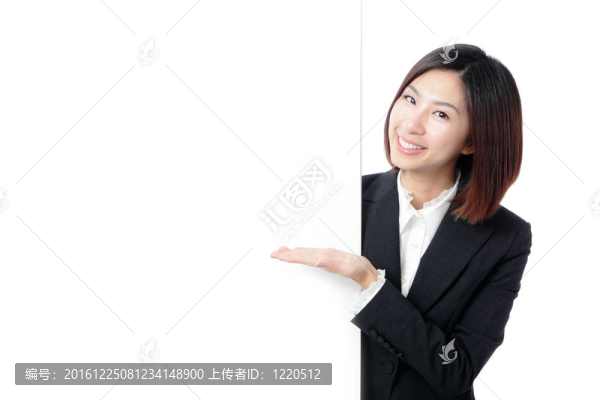 商業(yè)女性快樂笑容顯示空白廣告牌