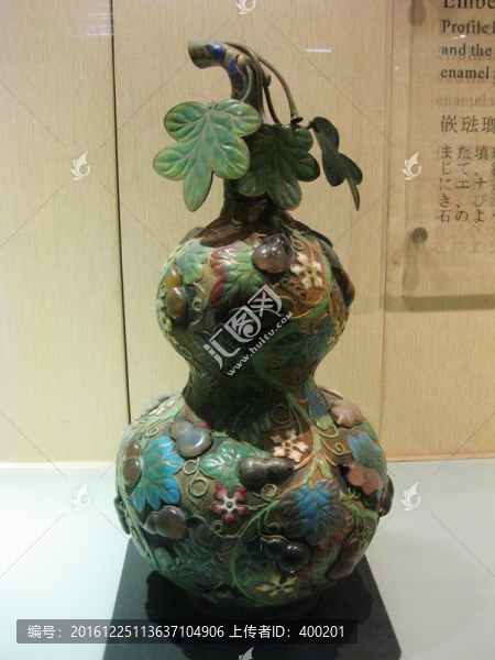 填琺瑯鑲玉葫蘆瓶