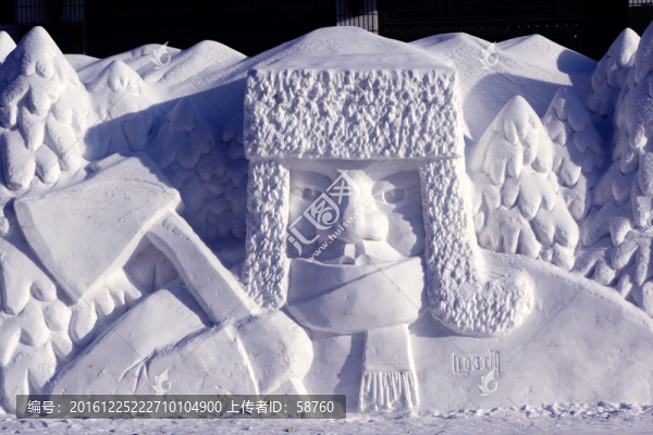 雪雕拿斧子的伐木人