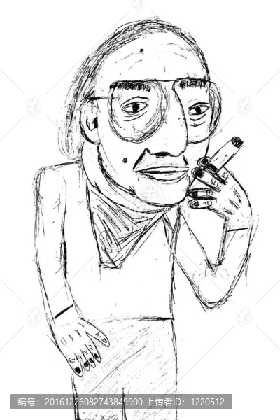 卡通；素描；舊的享樂主義的人