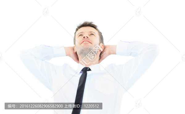 英俊的商人在手背后用手放松的肖像