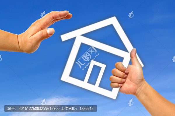 手和圖標房子