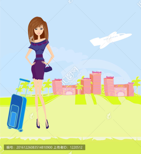 帶行李的美女旅行女孩