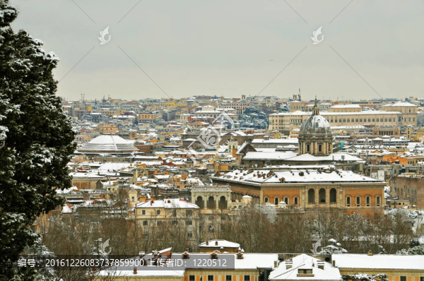 羅馬圣瑪麗大教堂的圓頂，圓頂雪下神殿全景