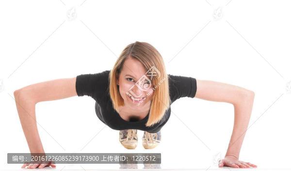 體育年輕女子做運(yùn)動(dòng)孤立的白色