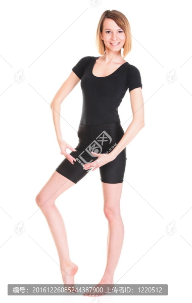體育年輕女子做運(yùn)動(dòng)孤立的白色