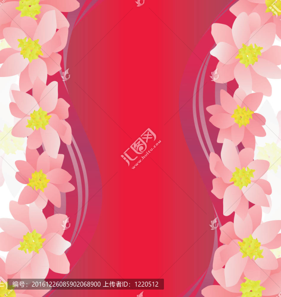 粉紅色的花朵在暗紅色背景邊框