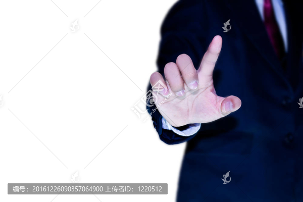 商人手推觸摸屏界面上的按鈕