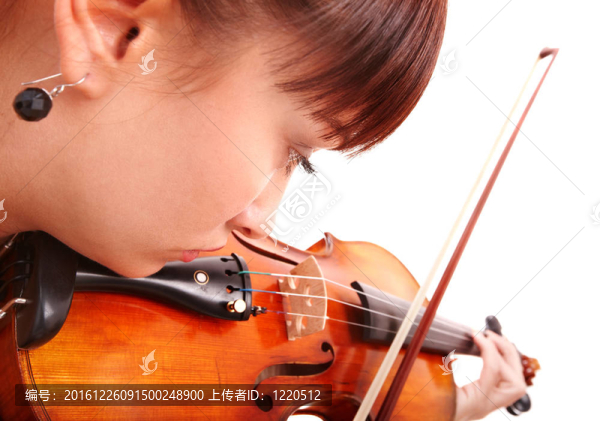 美麗的少女與小提琴。