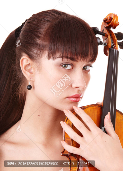 美麗的少女與小提琴。