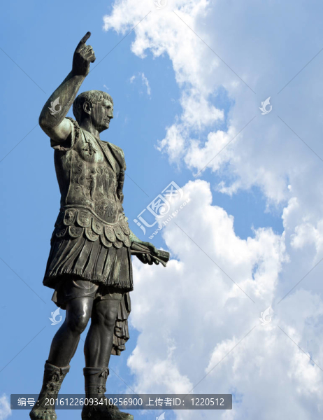青銅雕像，Caesar,Augustus皇帝在dei,Fori,Imperiali；羅馬；意大利