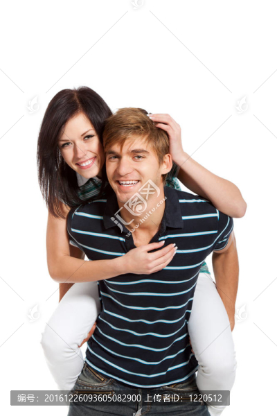 年輕幸福的情侶愛笑