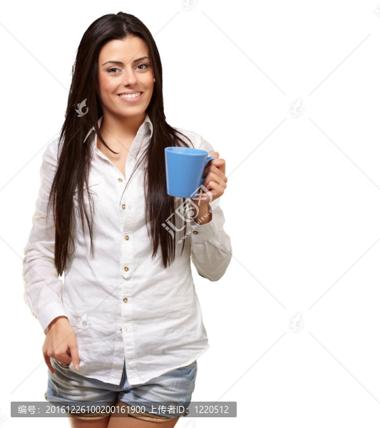 抱著白色背景的少女