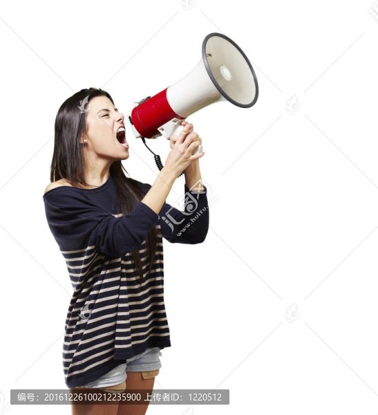 用擴音器的女人