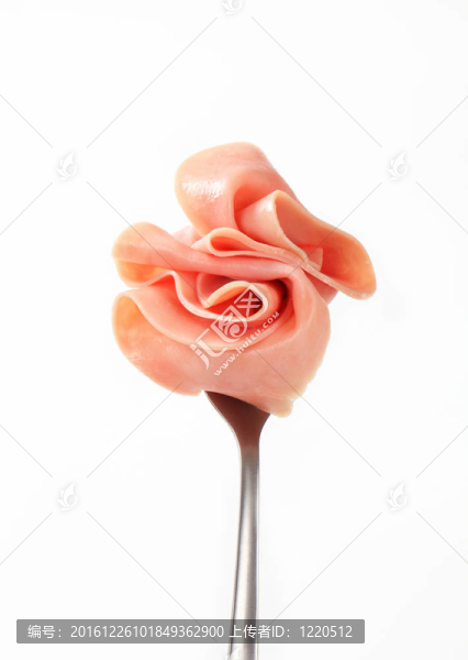 叉子火腿片