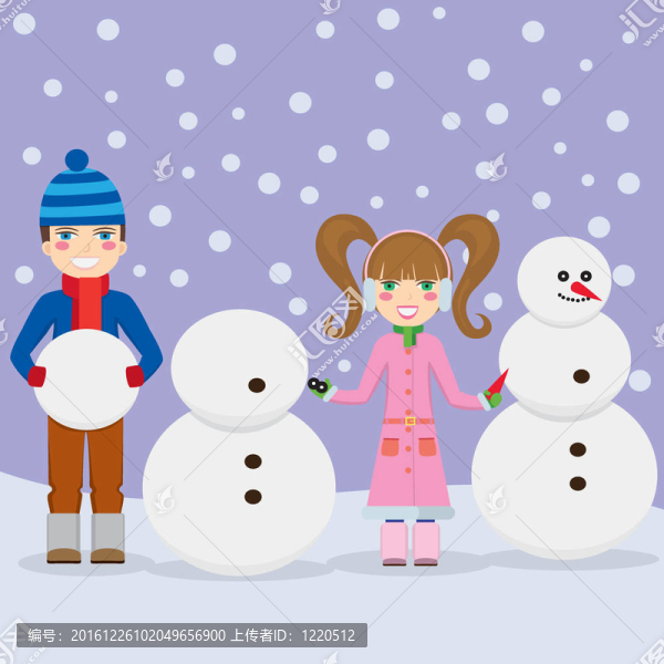 孩子們堆雪人。