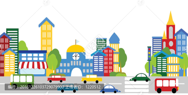 城市生活；街道；建筑物；汽車(chē)