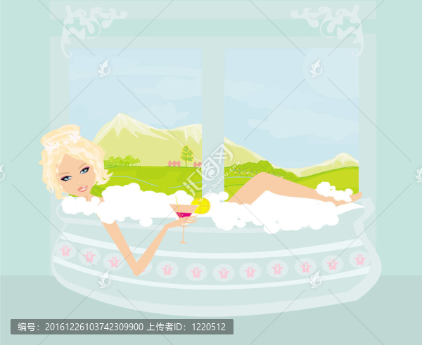 漂亮女孩享受優(yōu)雅水療