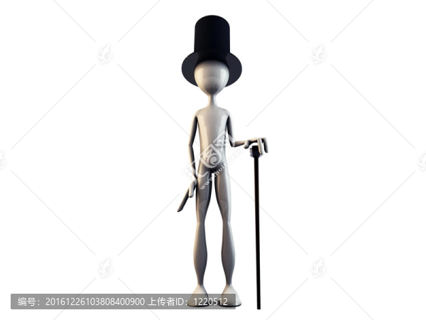 3D男子與黑色頂帽
