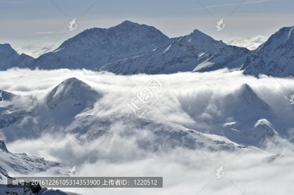 從kitzsteinhorn峰滑雪場(chǎng)觀冬；奧地利阿爾卑斯
