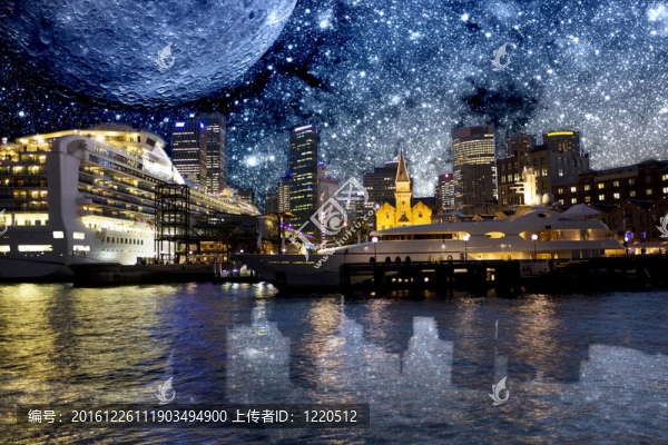 銀河背景的悉尼歌劇碼頭