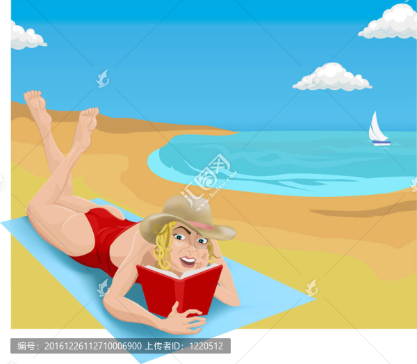 海灘插圖閱讀