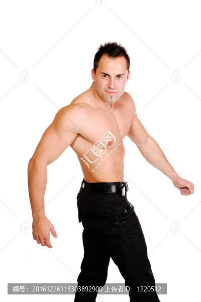 性感肌肉男孤立在白色