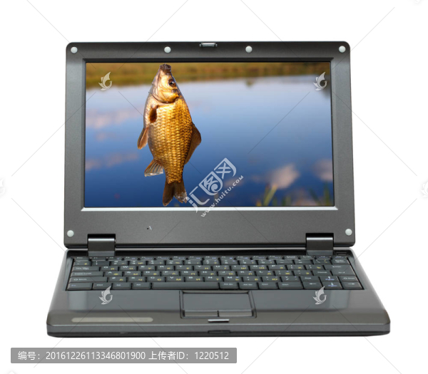 帶釣魚主題的小型筆記本電腦