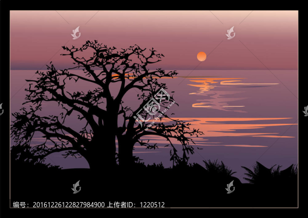 日落。