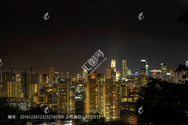 新加坡的城市景觀在夜間