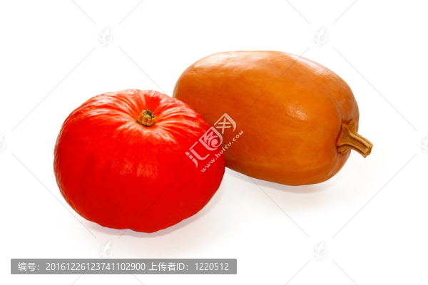 兩個白色背景南瓜。
