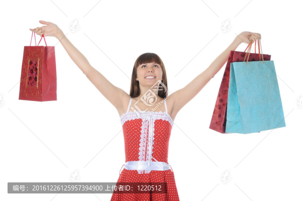 帶購(gòu)物袋的漂亮女孩