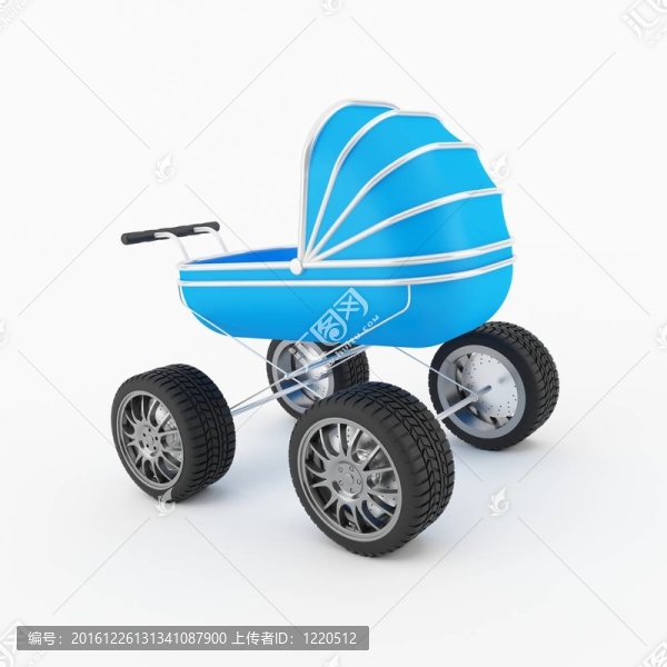 藍(lán)色的兒童推車