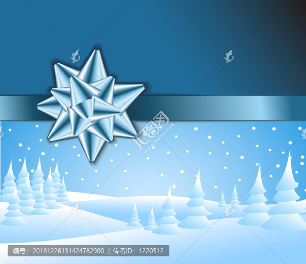 帶雪景的藍(lán)色圣誕賀卡
