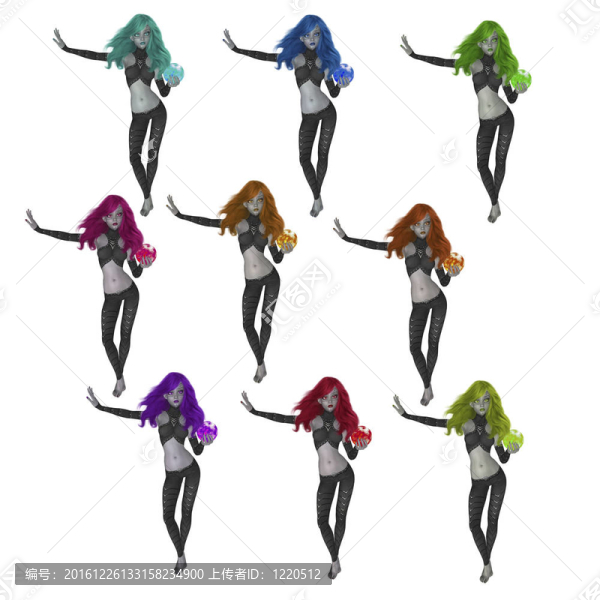 哥特女孩抱著一個水晶球