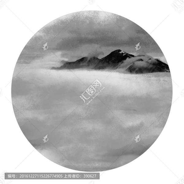 水墨遠(yuǎn)山裝飾畫,未分層