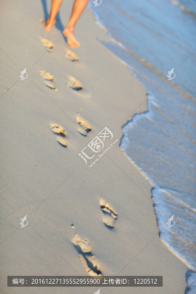 熱帶海灘的腳印
