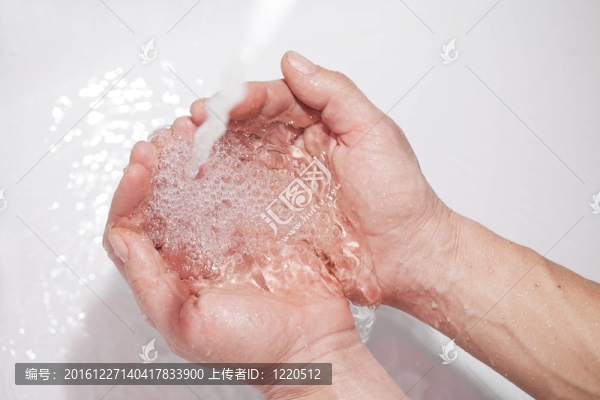 手與水。