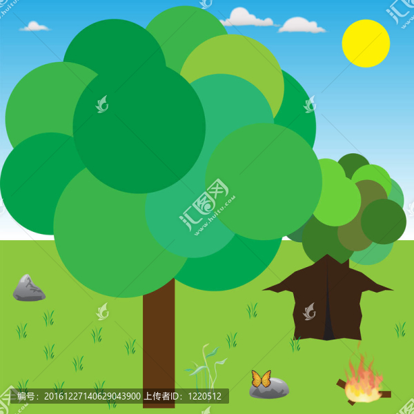 抽象露營與樹