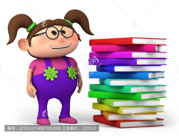 帶著一摞書的女孩