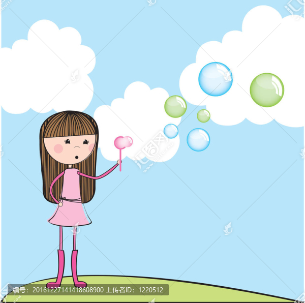 吹肥皂泡的女孩