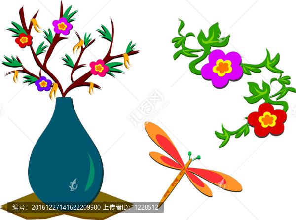 混合Flowers；植物；蜻蜓