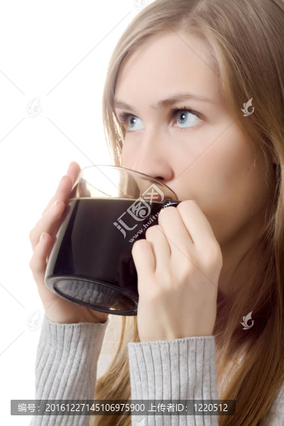 女孩咖啡杯