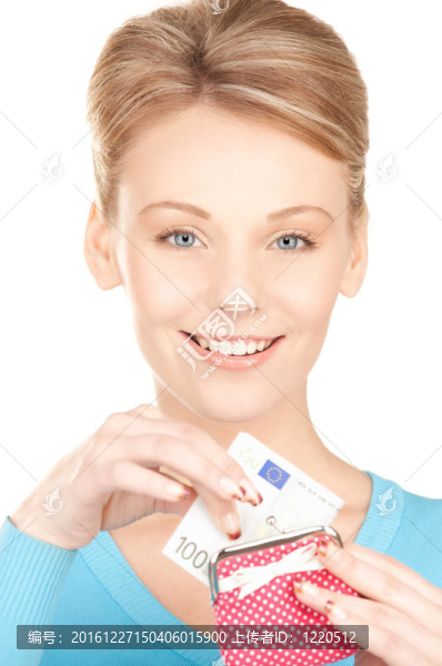 可愛的女人錢包和錢