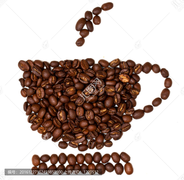 咖啡杯形狀的咖啡豆